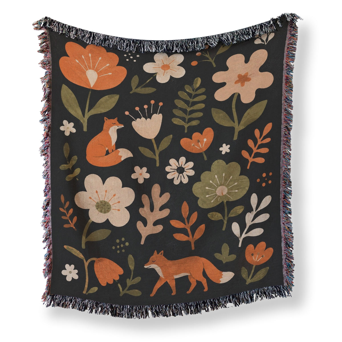 Foxes in the Autumn Garden Blanket