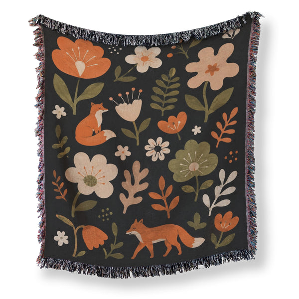 Foxes in the Autumn Garden Blanket