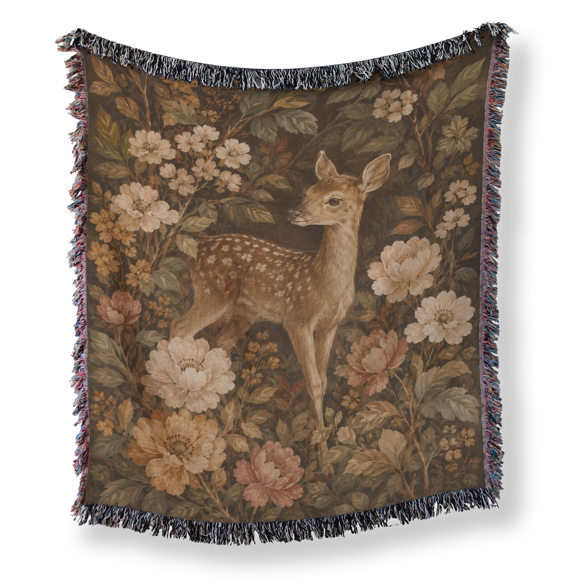 Autumn Fawn Floral Blanket