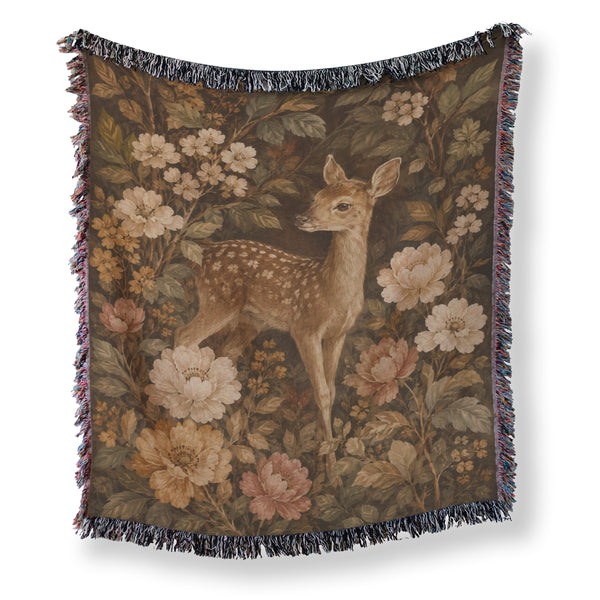Autumn Fawn Floral Blanket