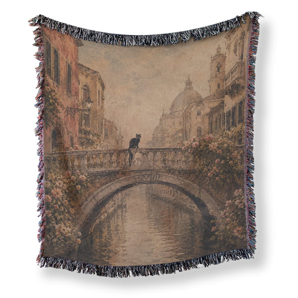 Vintage Venice Black Cat Blanket