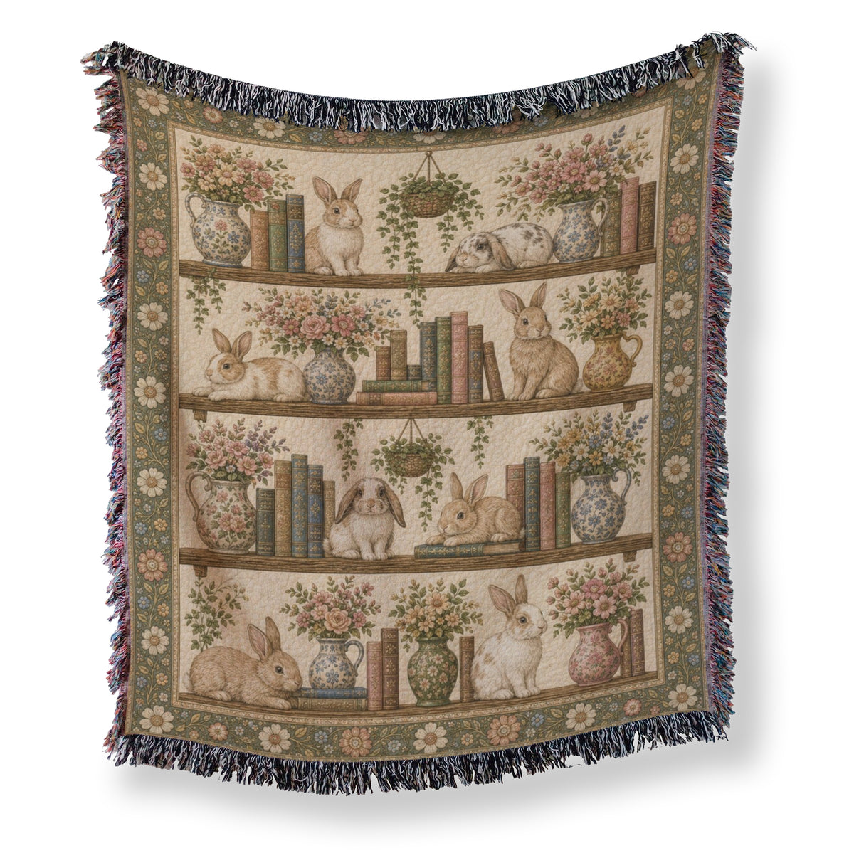 Rabbit Botanical Bookshelf Blanket Main image