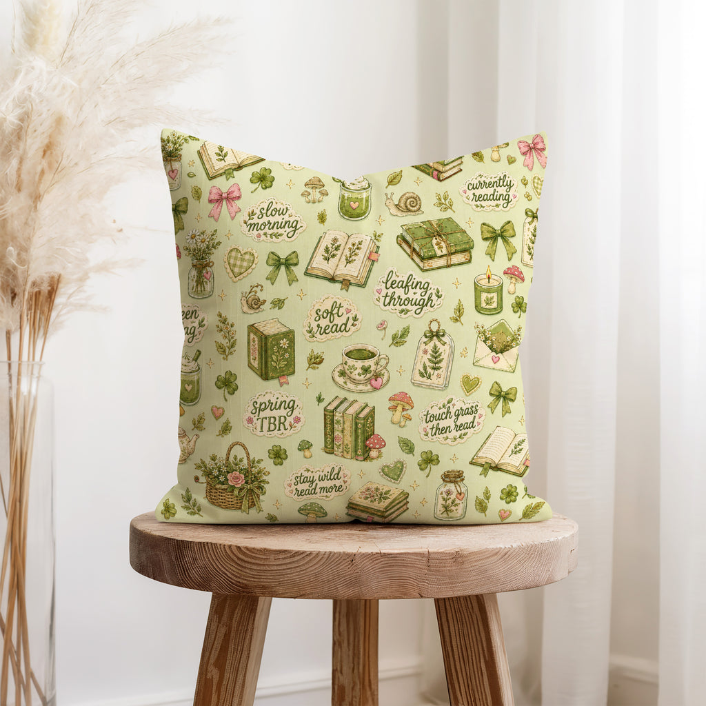 The Cottage Book Nook – Green Reading Pillow