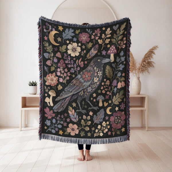 Moonlit Raven Garden Blanket