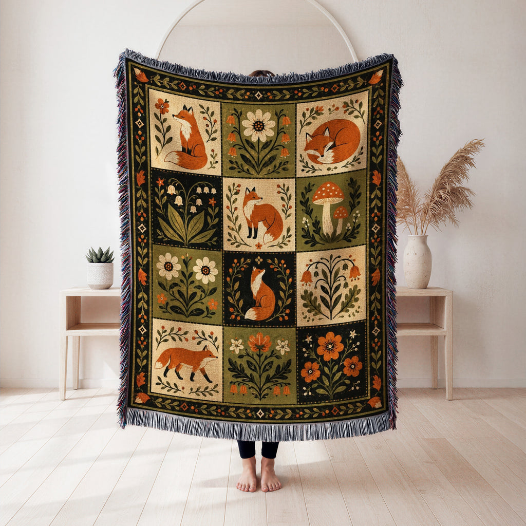 Fox Folk Patchwork Blanket