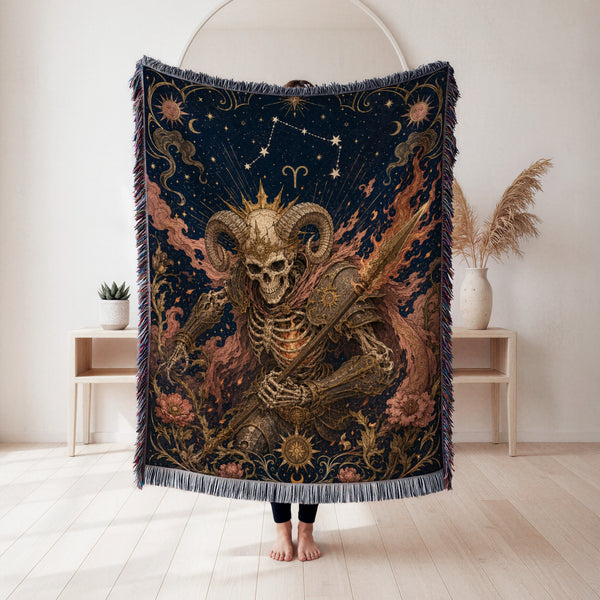 Aries Fireborn Warrior – Gothic Zodiac Blanket