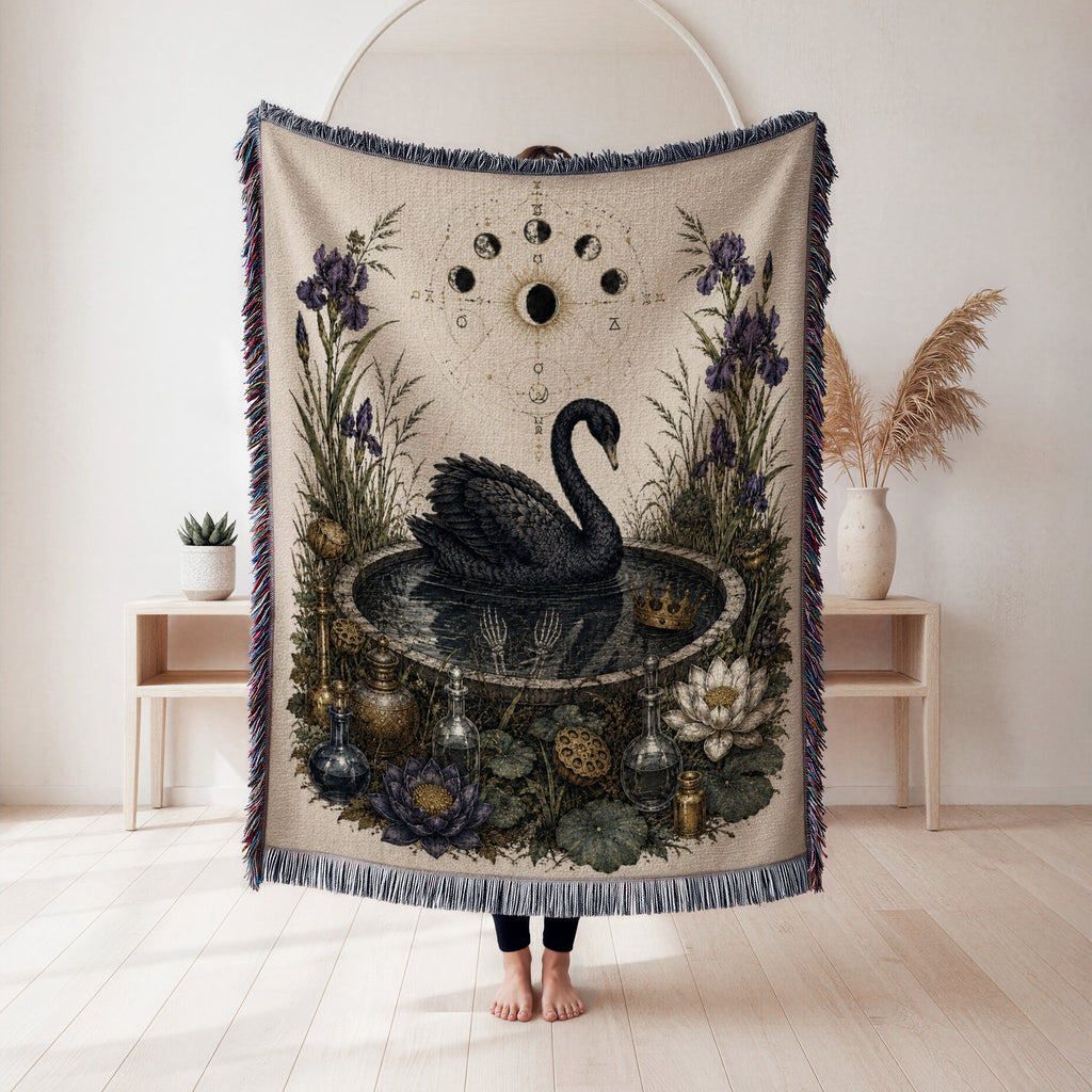 Black Swan Moon Garden Blanket
