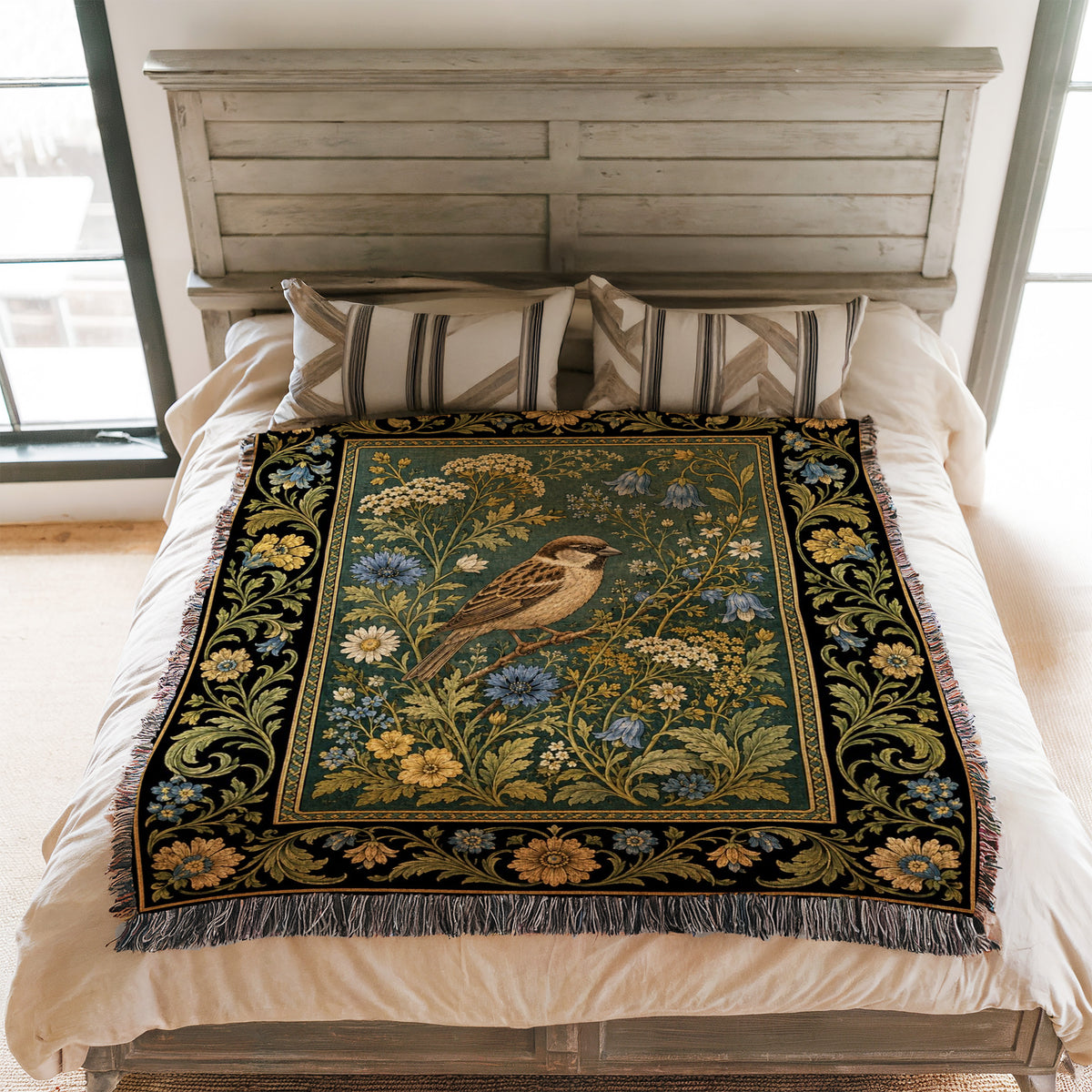 Bluebell Sparrow Tapestry Blanket
