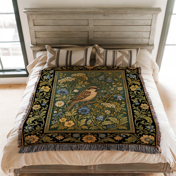 Bluebell Sparrow Tapestry Blanket