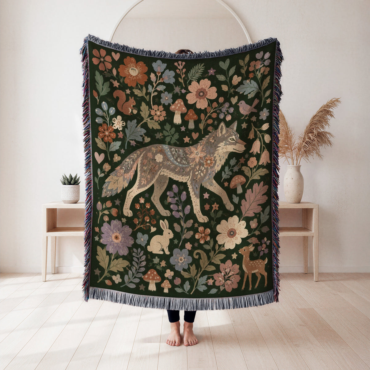 Enchanted Woodland Wolf Blanket