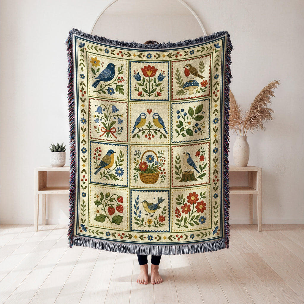 Songbirds & Wildflowers Patchwork Blanket