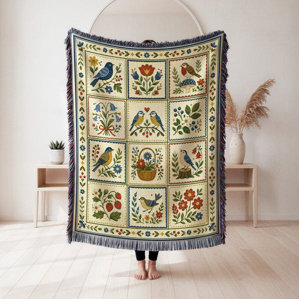 Songbirds & Wildflowers Patchwork Blanket
