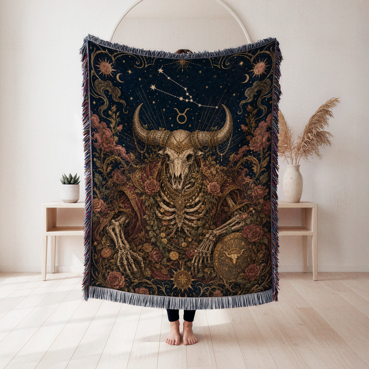 Taurus Rosebound Bull – Gothic Zodiac Blanket