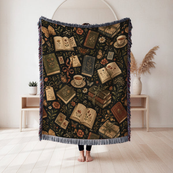Vintage Botanical Book Pattern Blanket