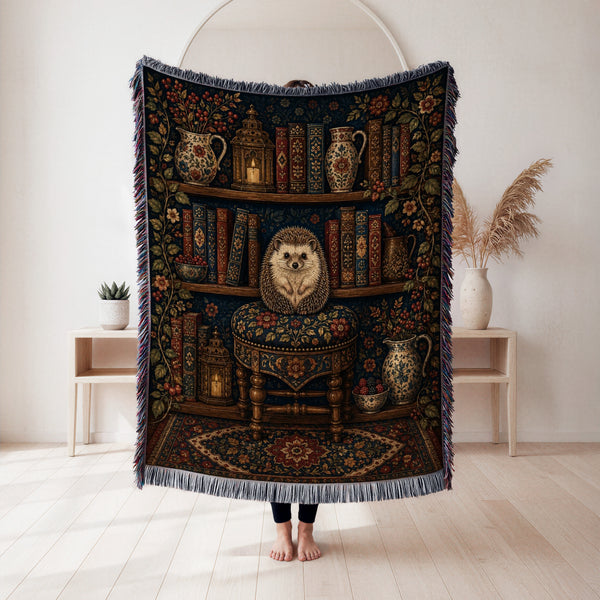 The Hedgehog's Candlelit Library Blanket