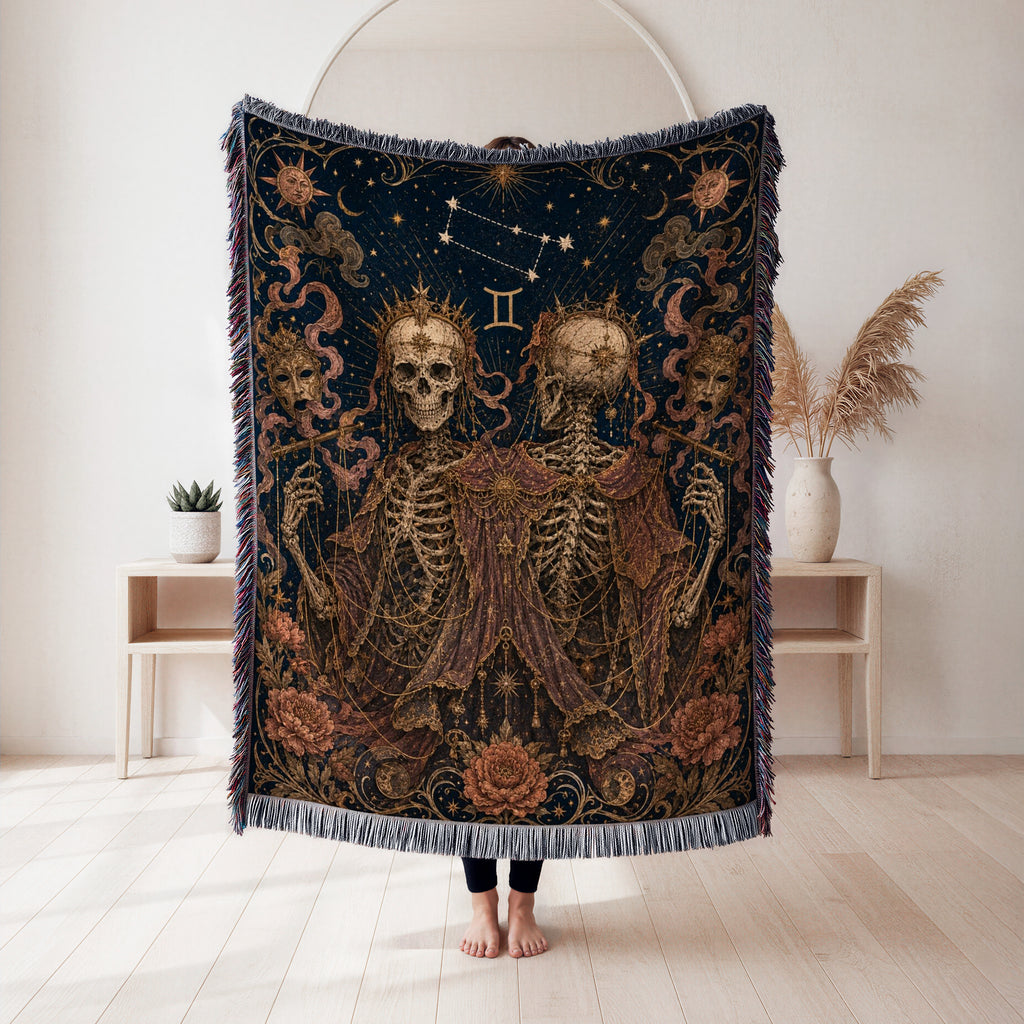 Gemini Veiled Twins – Gothic Zodiac Blanket