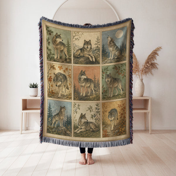 Vintage Wolf Portrait Blanket