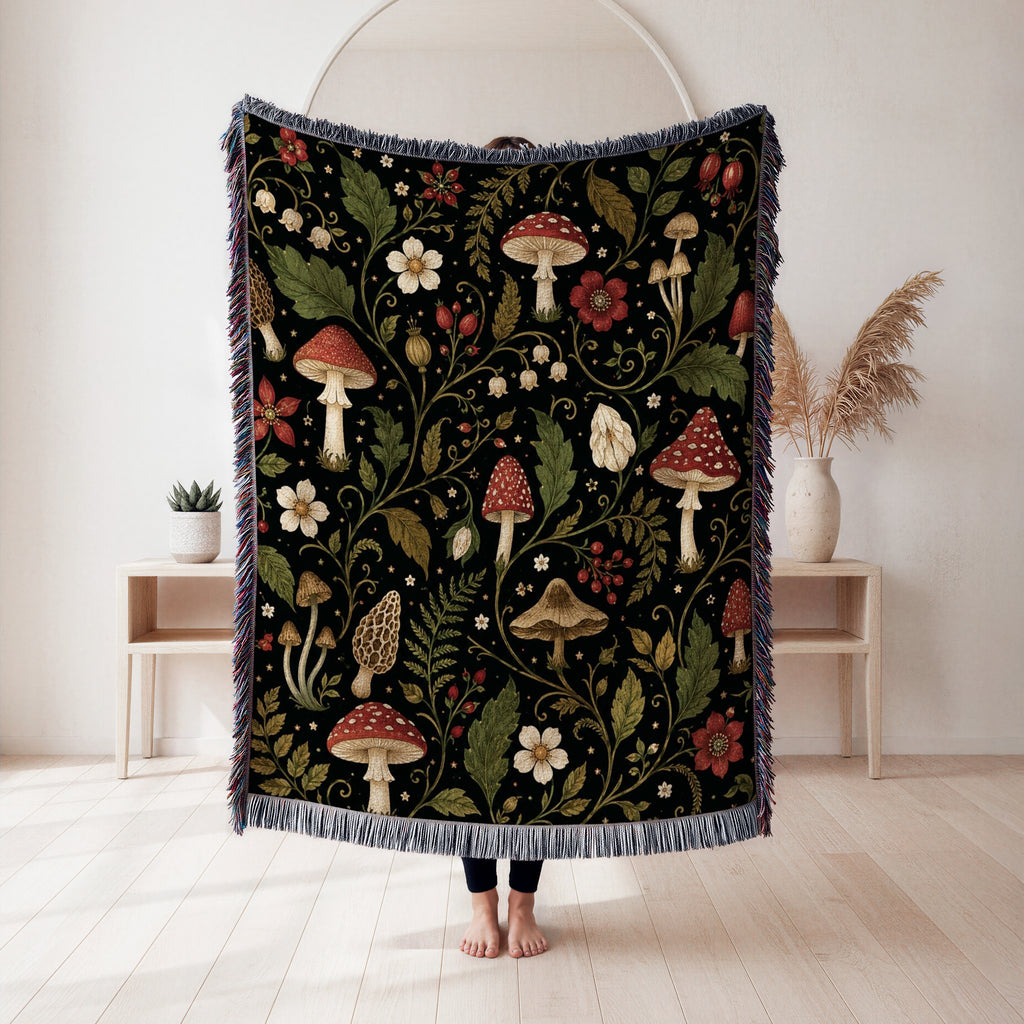 Nightshade Mushroom Garden Blanket