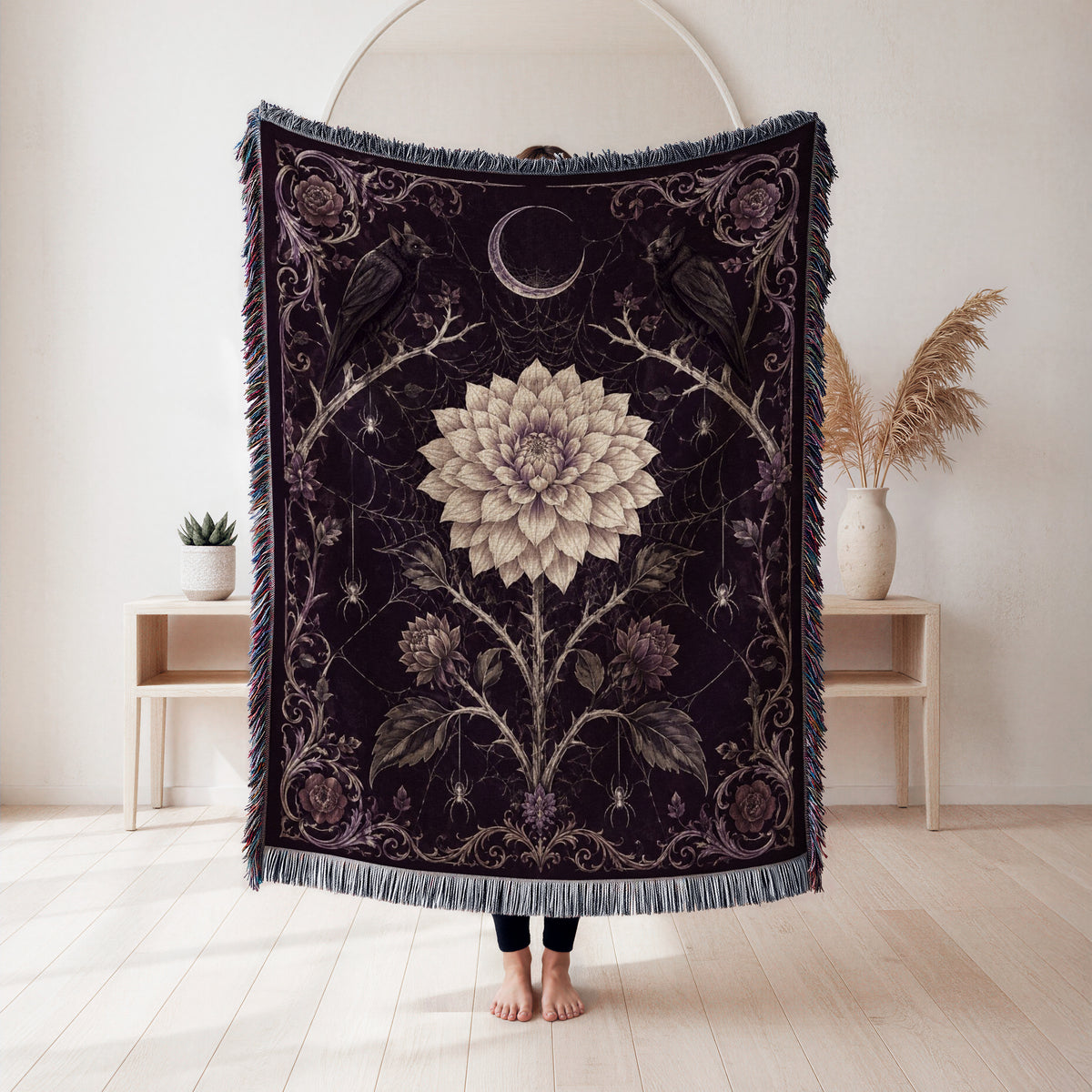Ravens, Spiders & Moonflower Blanket