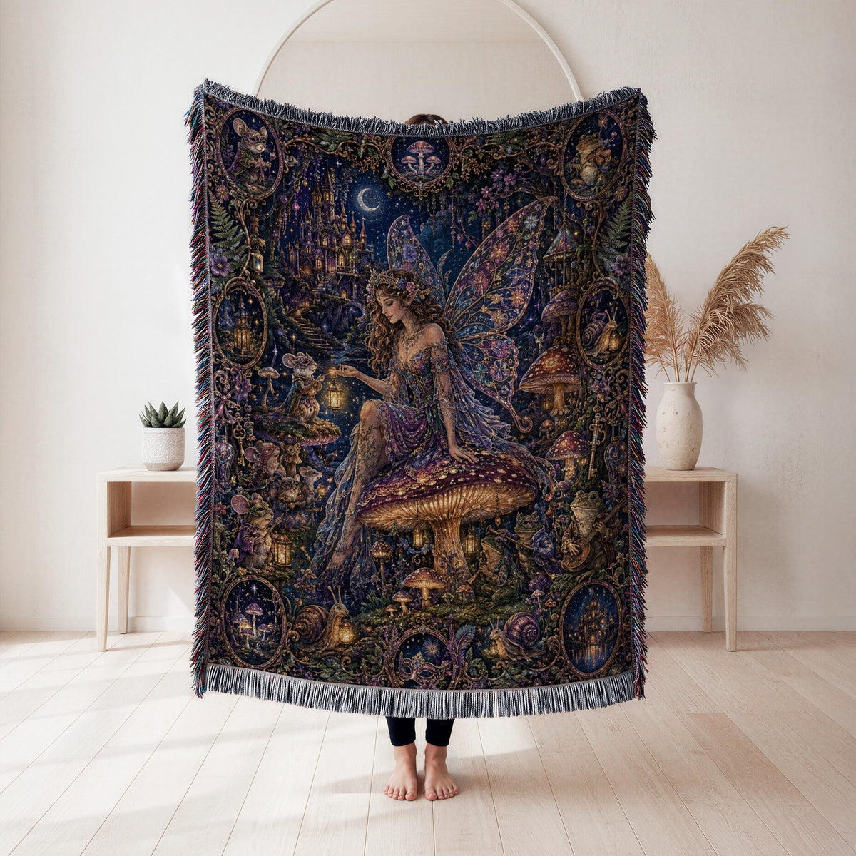 Moonlit Mushroom Fairy Blanket