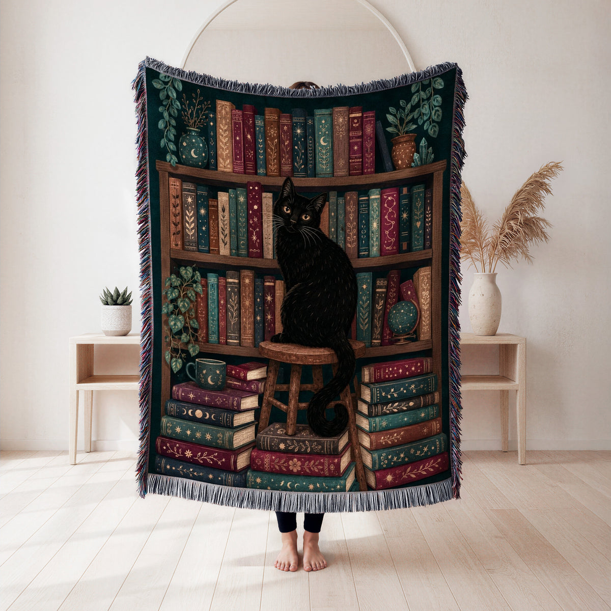 Black Cat Midnight Library Blanket