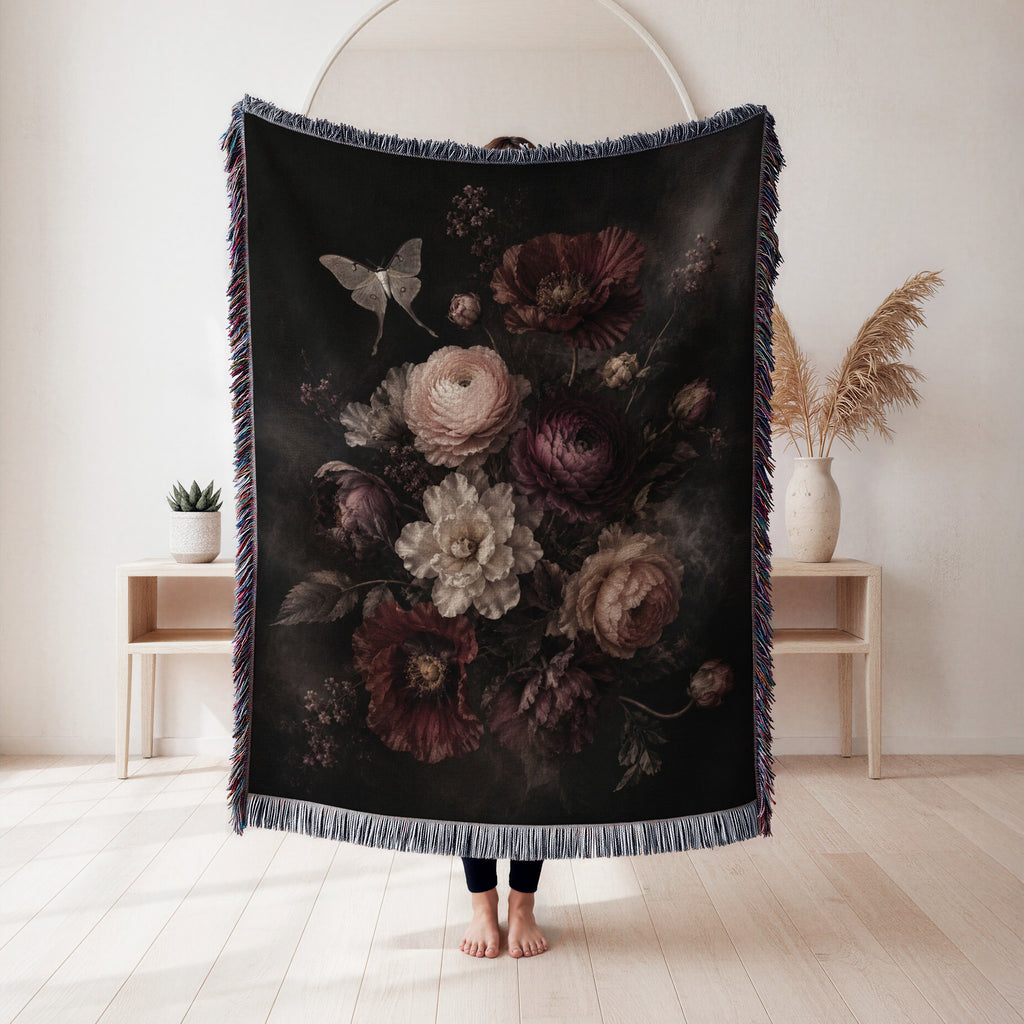 Victorian Midnight Floral Blanket