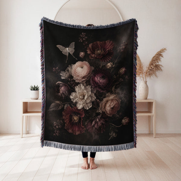 Victorian Midnight Floral Blanket