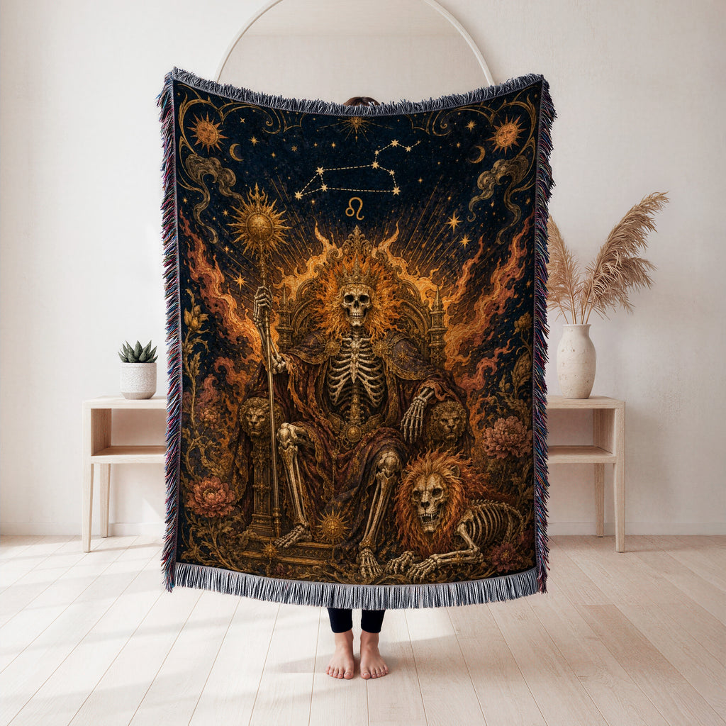Leo Flame Throne – Gothic Zodiac Blanket
