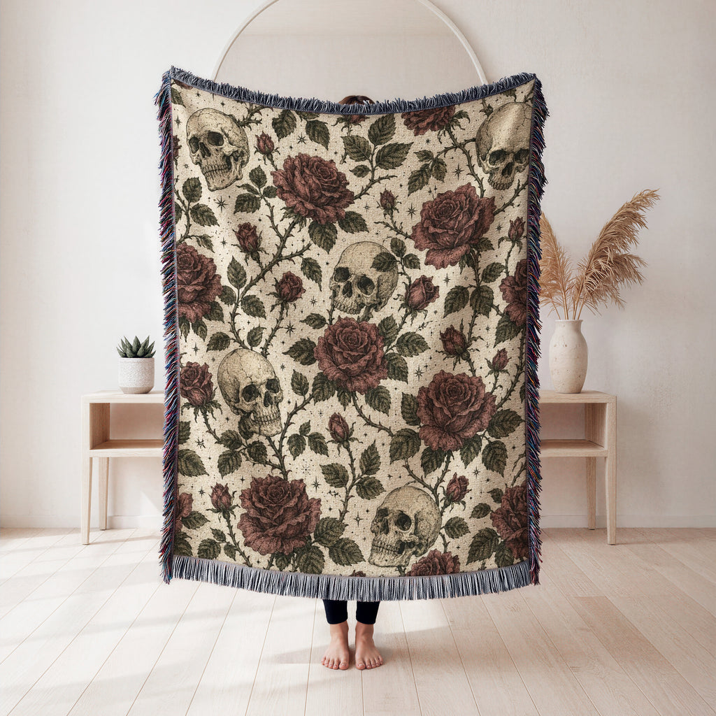 Skulls & Crimson Roses Blanket