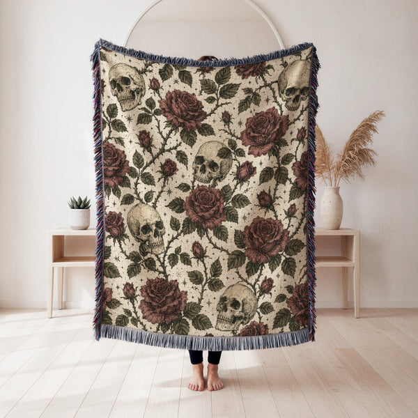 Skulls & Crimson Roses Blanket