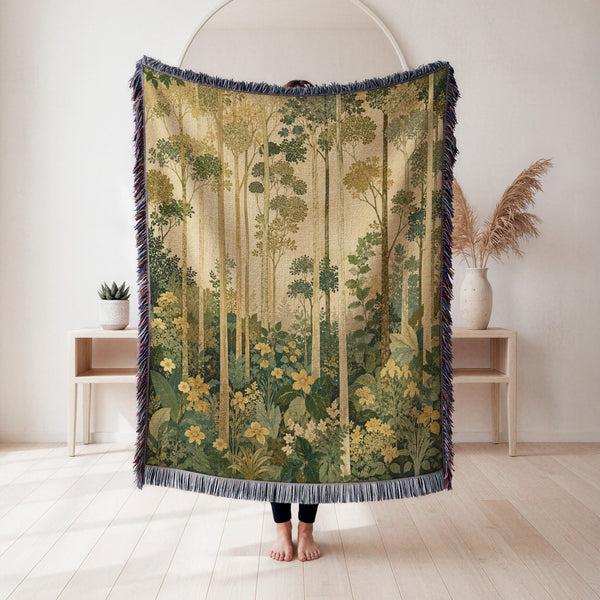 Golden Birch Meadow Blanket