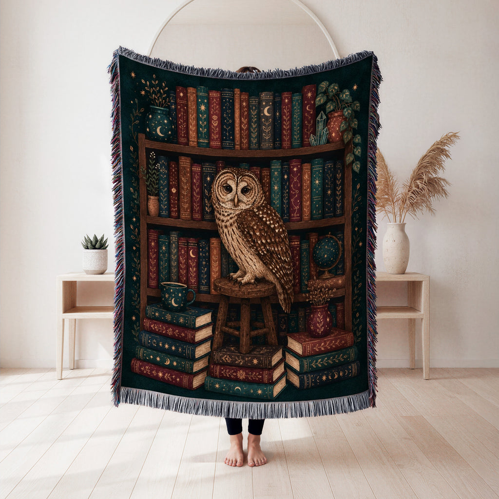 Owl in the Midnight Library Blanket