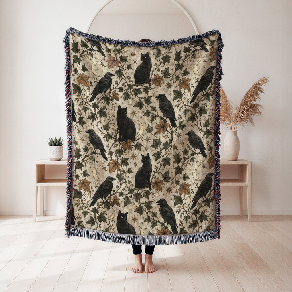 Black Cats & Ravens Celestial Blanket
