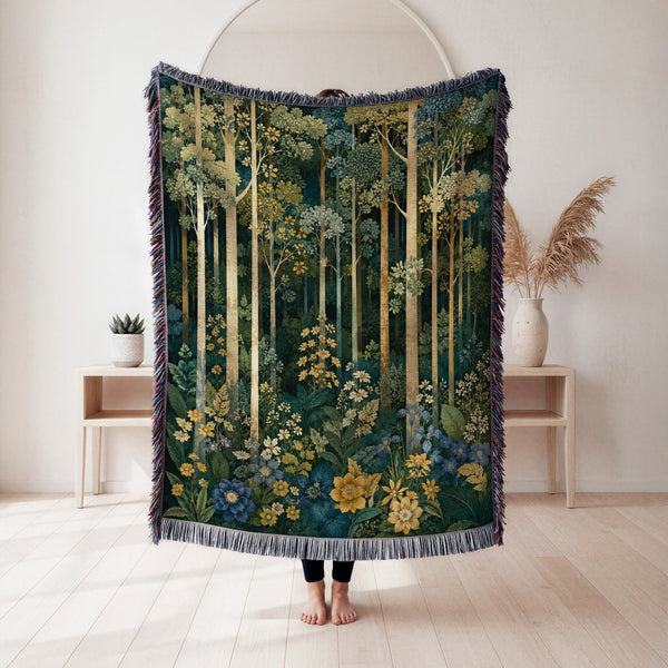 Midnight Wildflower Wood Blanket