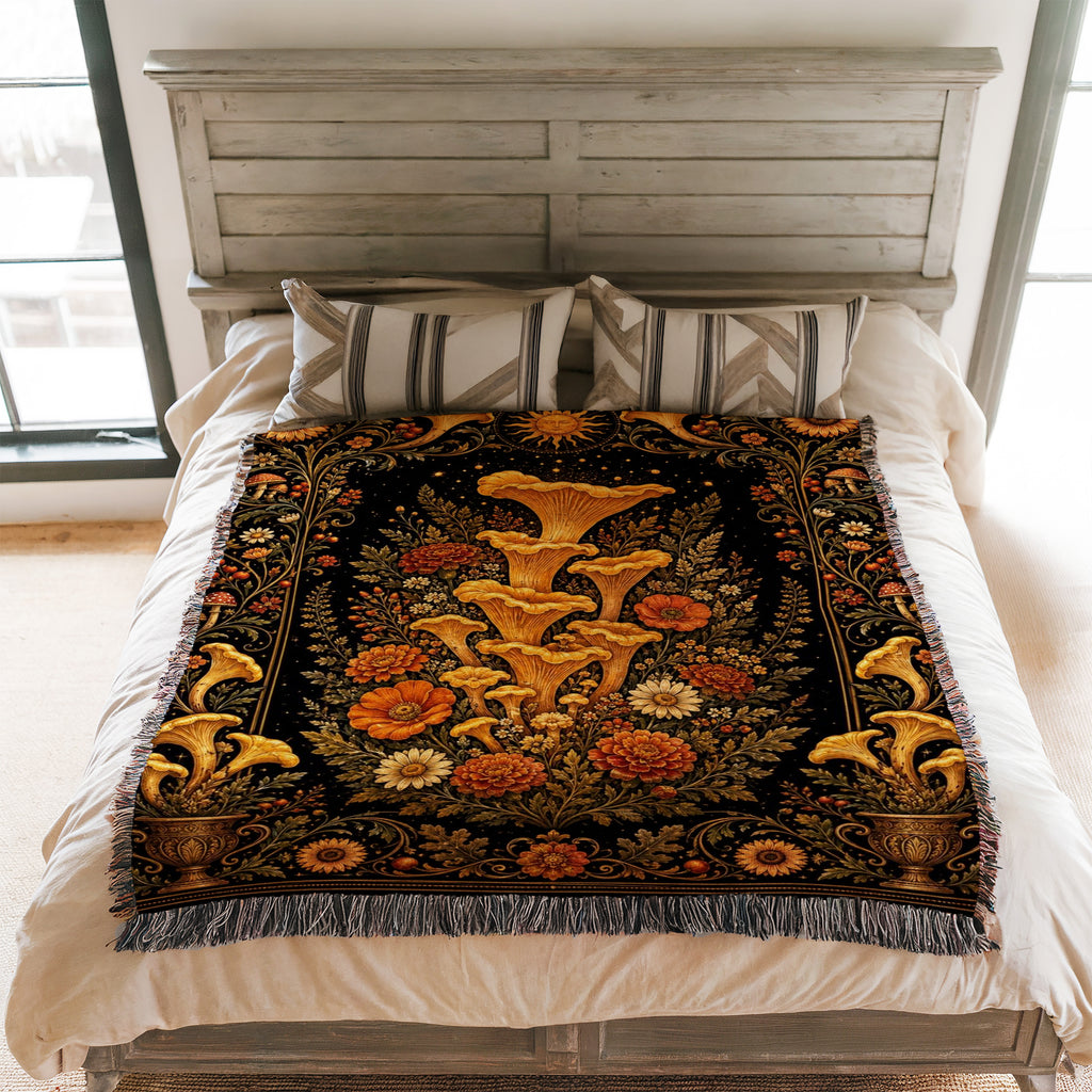 Golden Chanterelle Garden Blanket