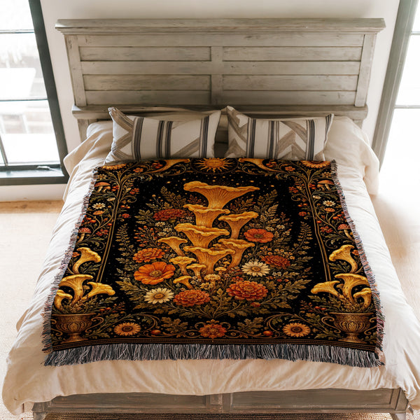 Golden Chanterelle Garden Blanket