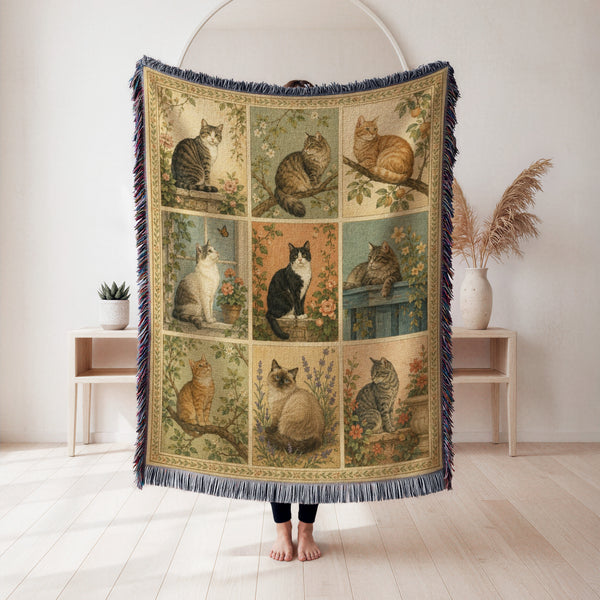 Vintage Garden Cats Blanket