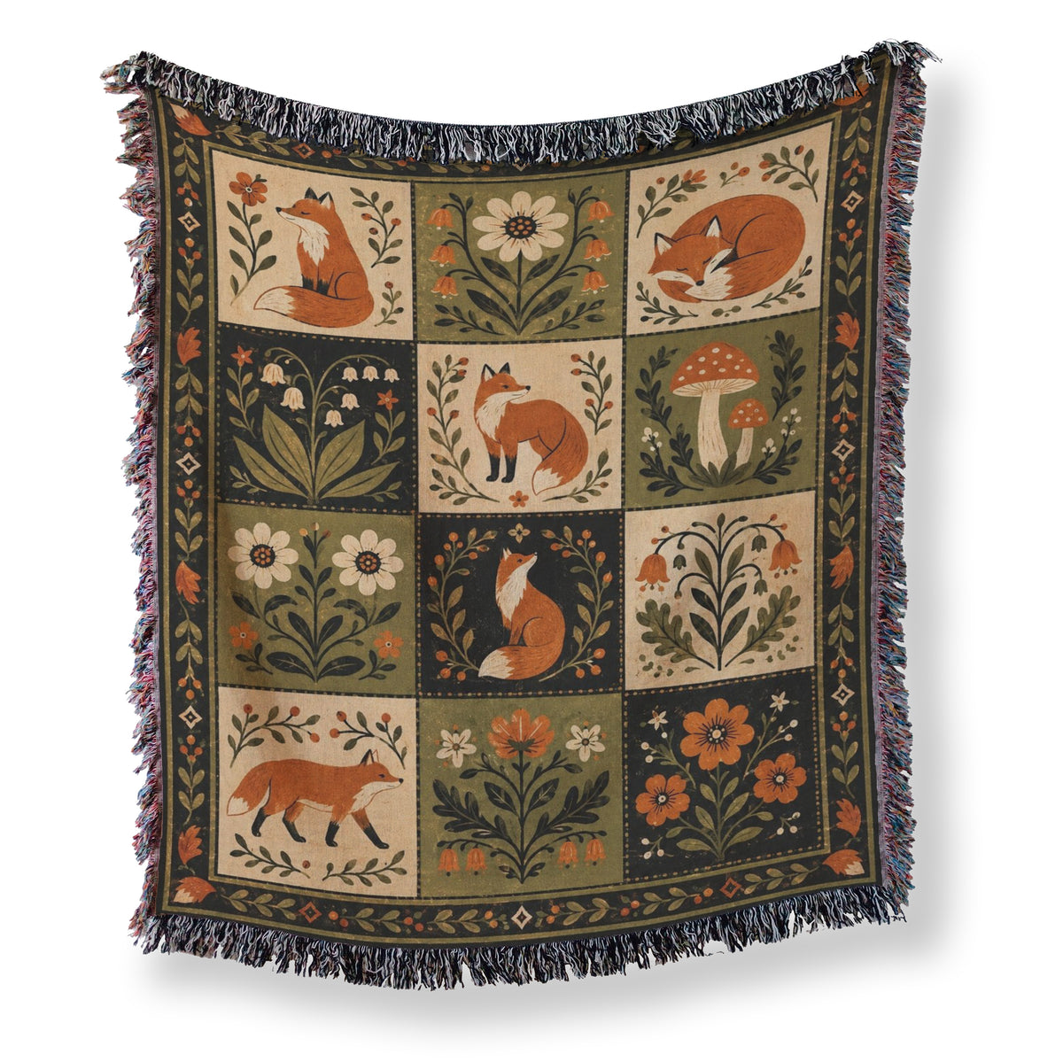Fox Folk Patchwork Blanket Main image