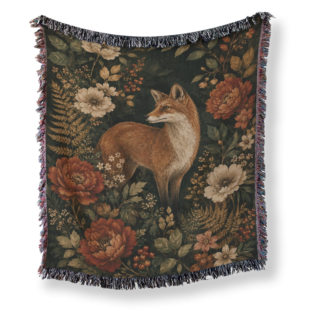 Autumn Fox Floral Blanket