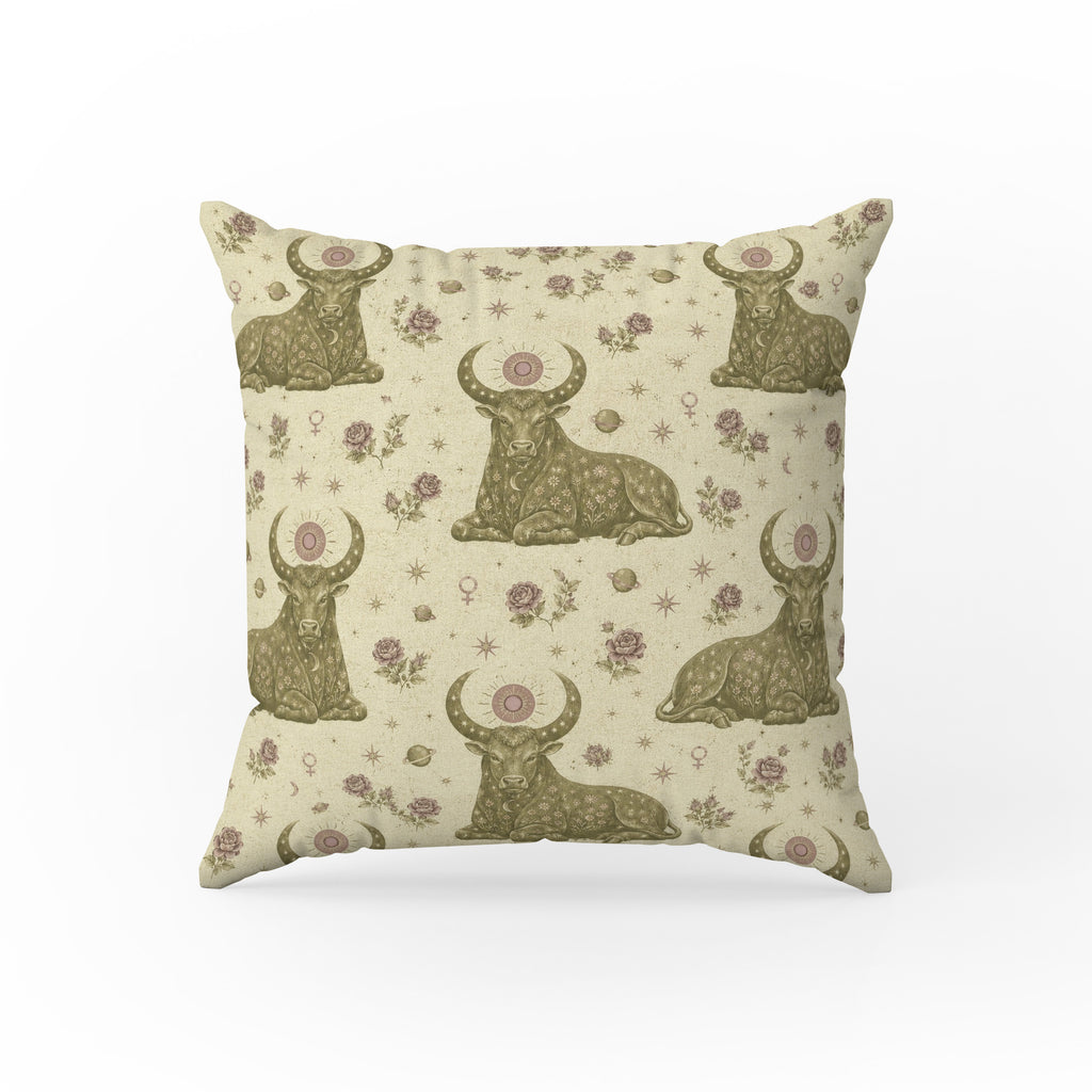 Taurus Moon Bulls – Vintage Zodiac Pattern Pillow