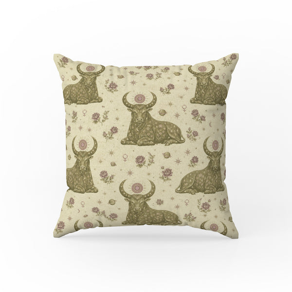 Taurus Moon Bulls – Vintage Zodiac Pattern Pillow