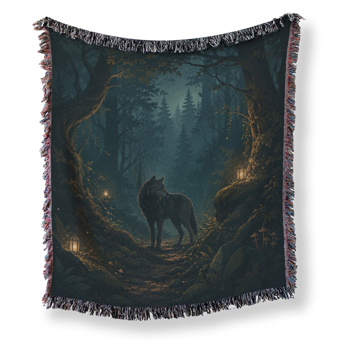 Enchanted Forest Wolf Blanket
