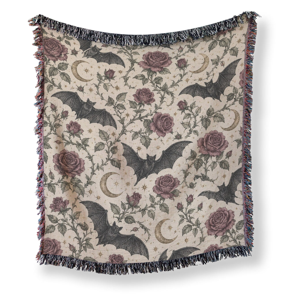 Bats & Moonlit Roses Blanket