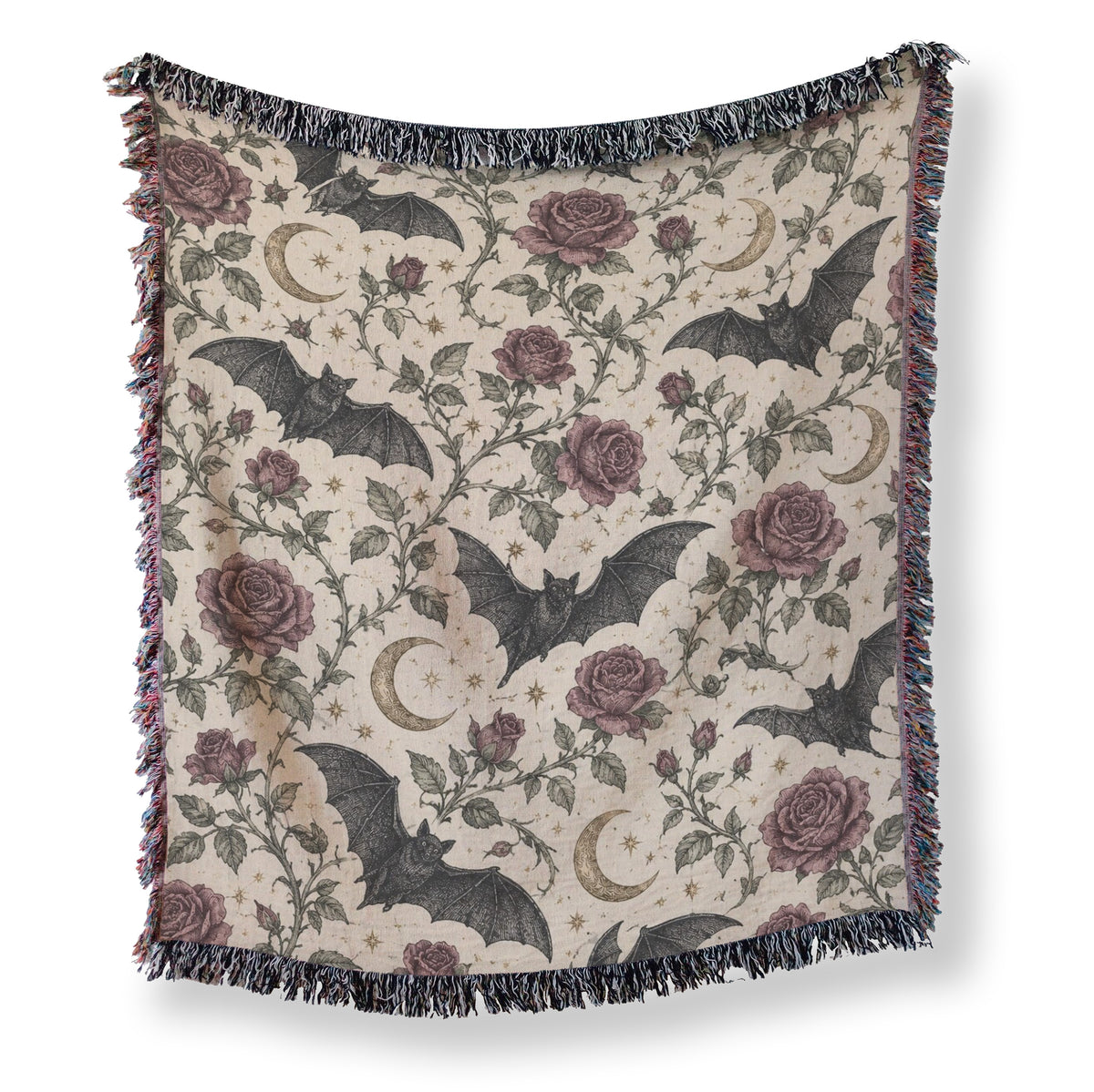 Bats & Moonlit Roses Blanket