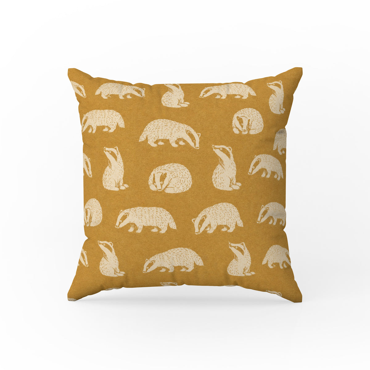 Woodland Badgers – Mustard Animal Pillow Main image