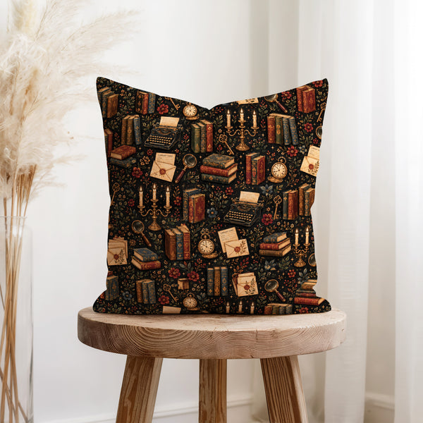 The Scholar’s Study – Dark Academia Library Pillow