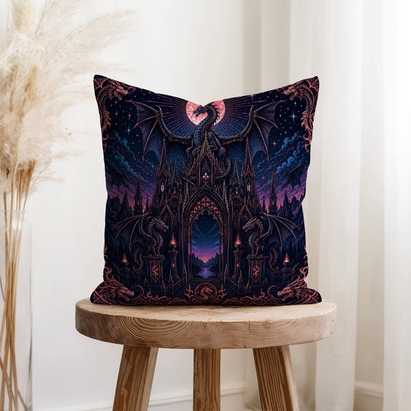 Dragon Cathedral – Gothic Fantasy Pillow
