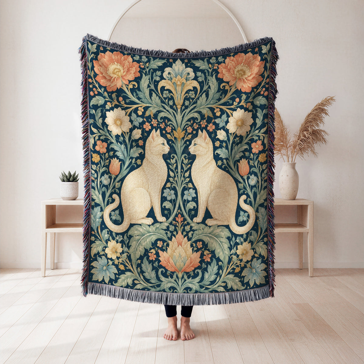 William Morris Inspired Cat Garden Blanket