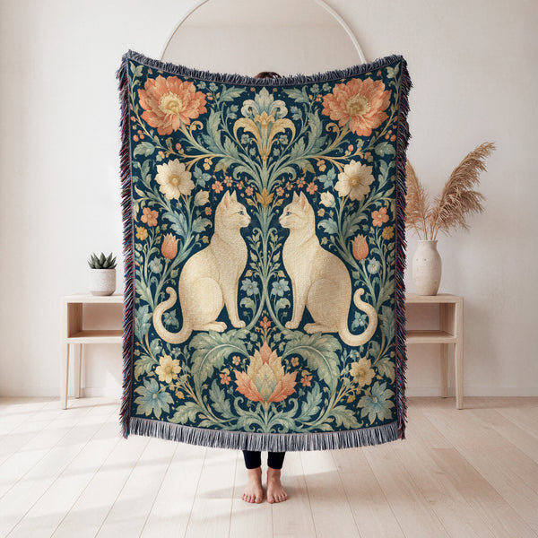 William Morris Inspired Cat Garden Blanket