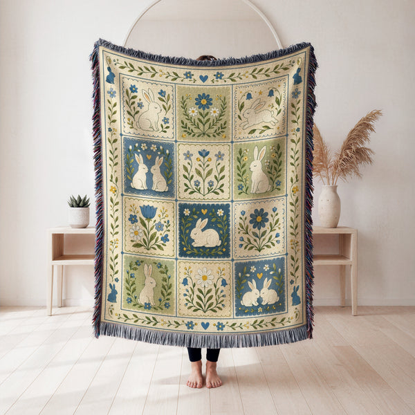 Bunnies of the Blue Meadow Blanket